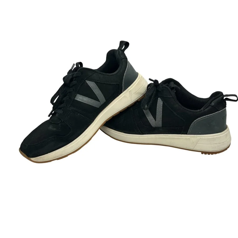 VIONIC BLACK LEATHER SNEAKERS WOMENS 7 ORTHOTIC ARCH SUPPORT CASUAL SHOES